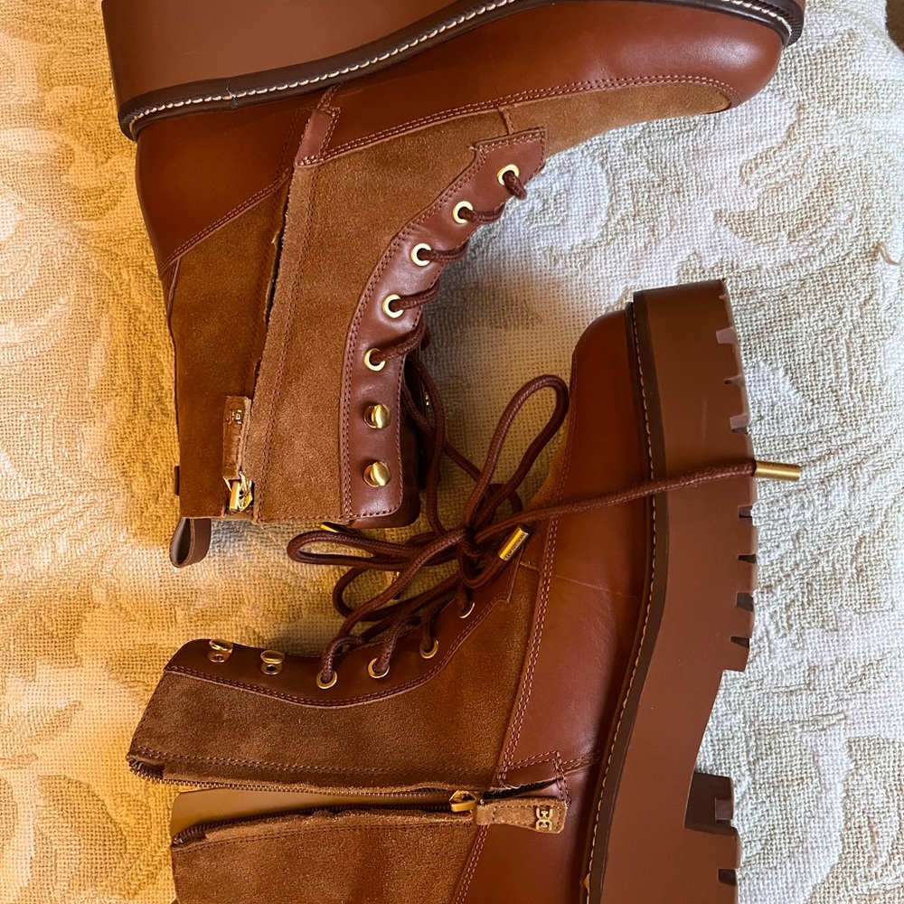Sam Edelman Elliot combat boot Brown Lace-Up and side zip platform Lug Boots. - Picture 9 of 14